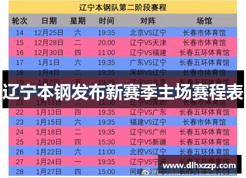 辽宁本钢发布新赛季主场赛程表